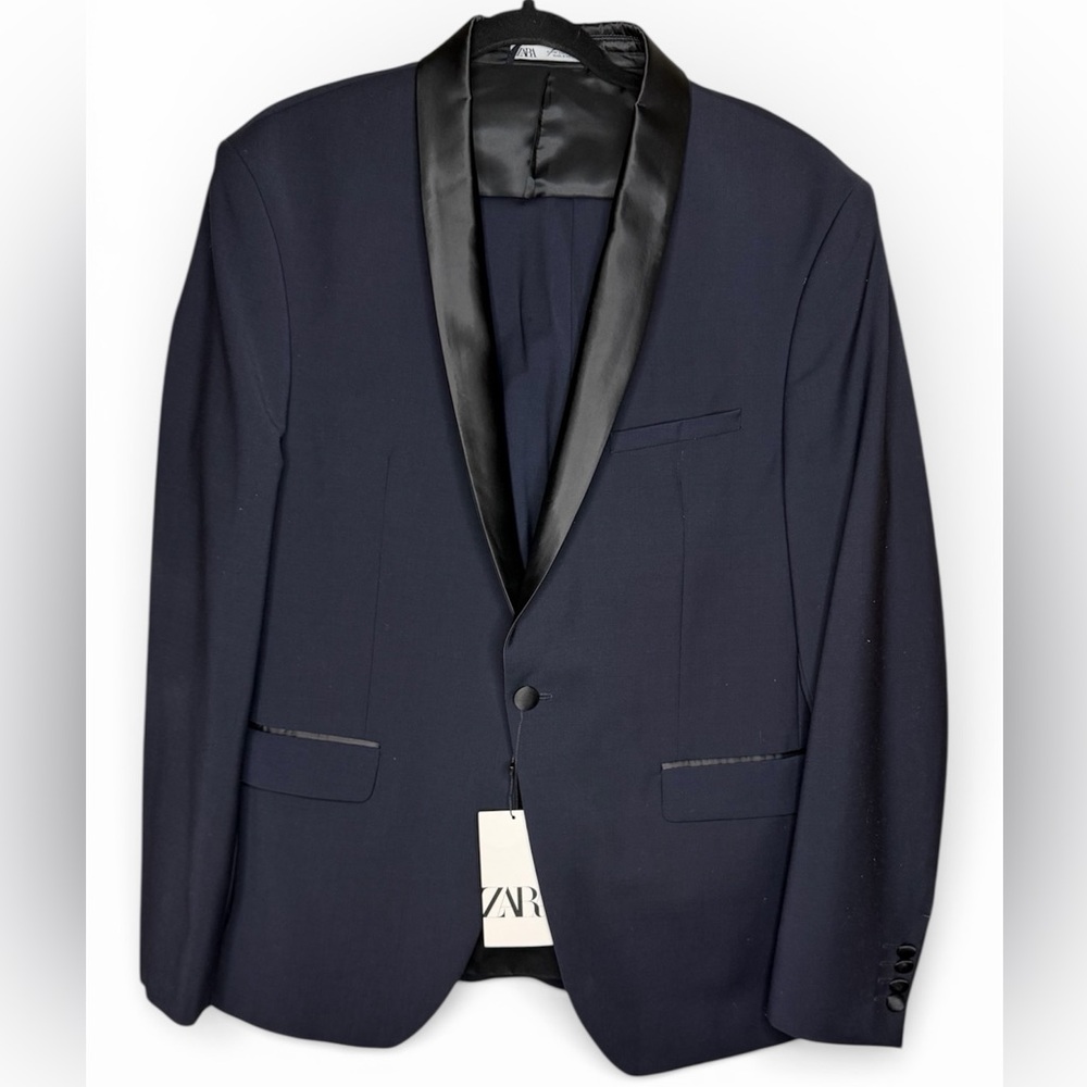 Zara Dark Blue Tuxedo Suit
